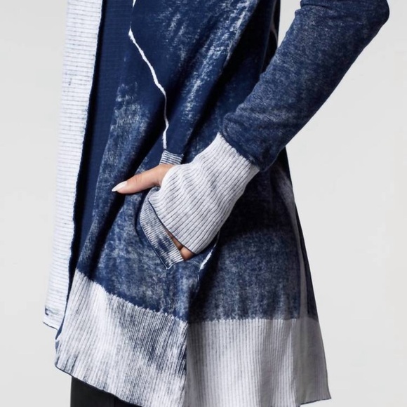 BLANC NOIR huntress  drape front cardigan in dress blues size small - Picture 4 of 8